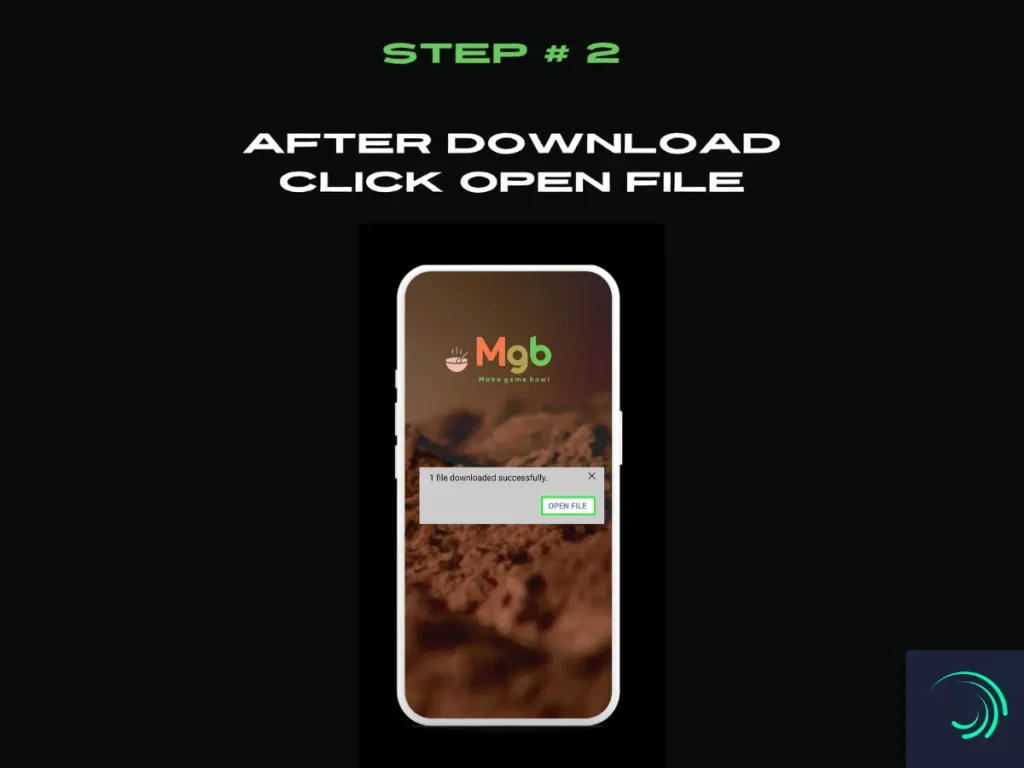 Visual representation on mobile phone screen on How to Install Alight Motion Mod APK Step 2. Click open file.