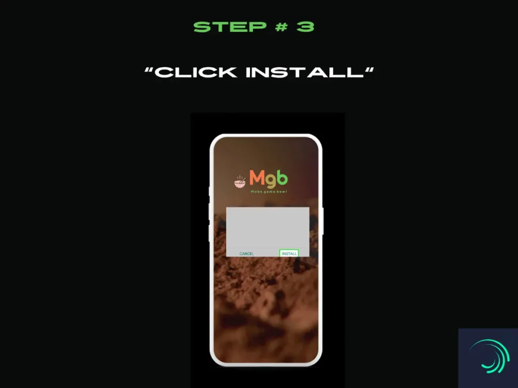 Visual representation on the mobile phone screen on How to Install Alight Motion Mod APK Step 3. click install