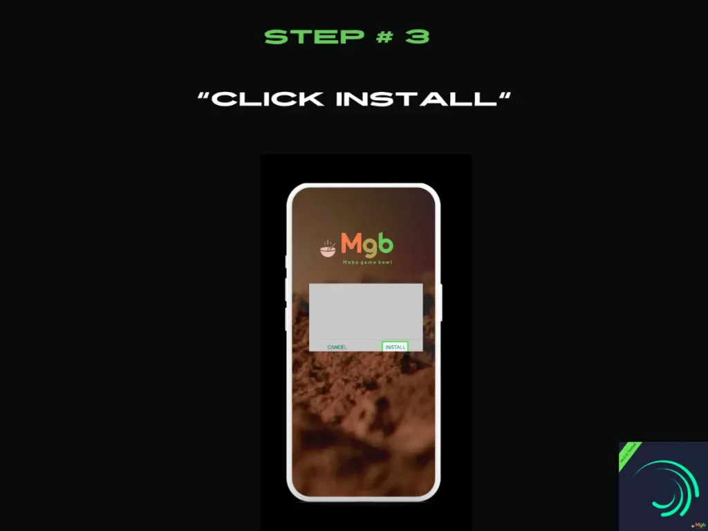Visual representation on the mobile phone screen on How to Install Alight Motion Mod APK 4.0.0 Step 3. click install