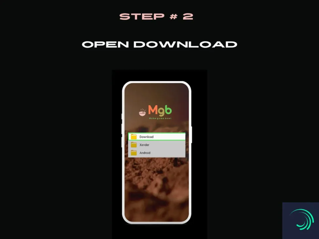 Visual representation on mobile phone screen on How to install Alight Motion MOD APK from the file manager step 2. Open Download.