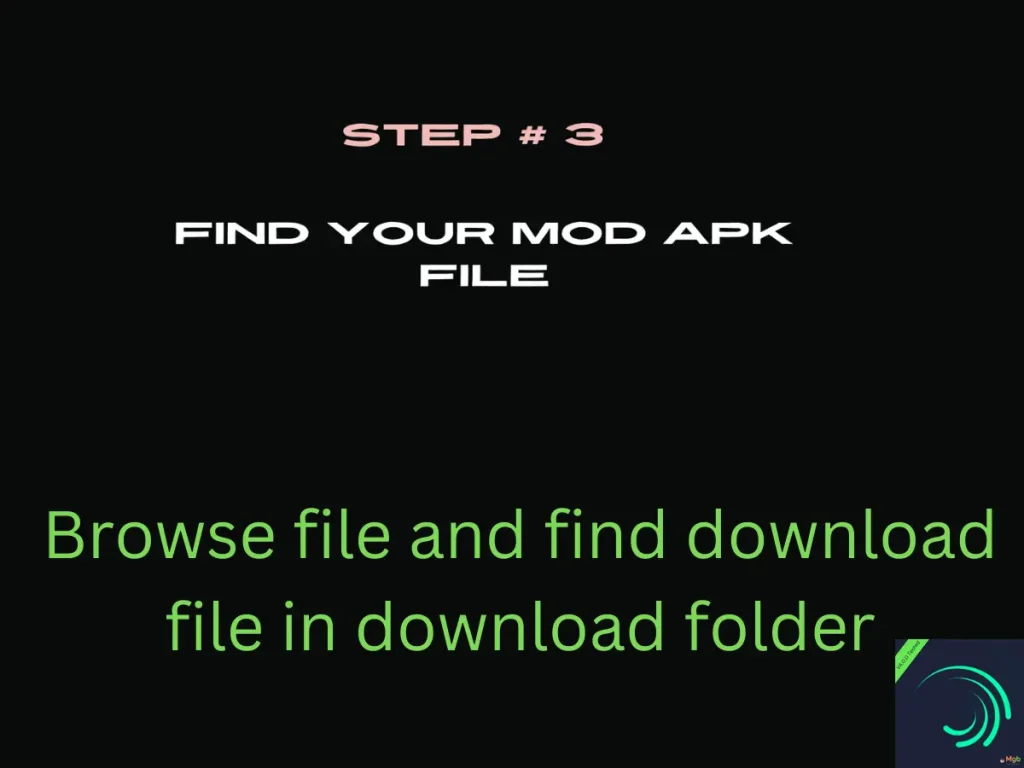 Visual representation on mobile phone screen on How to install Alight Motion Mod APK 4.0.0 from the file manager step 3. Find your file.