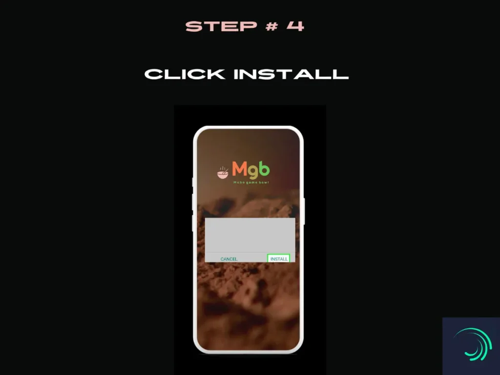 Visual representation on mobile phone screen on How to install Alight Motion MOD APK from the file manager step 4 Click Install