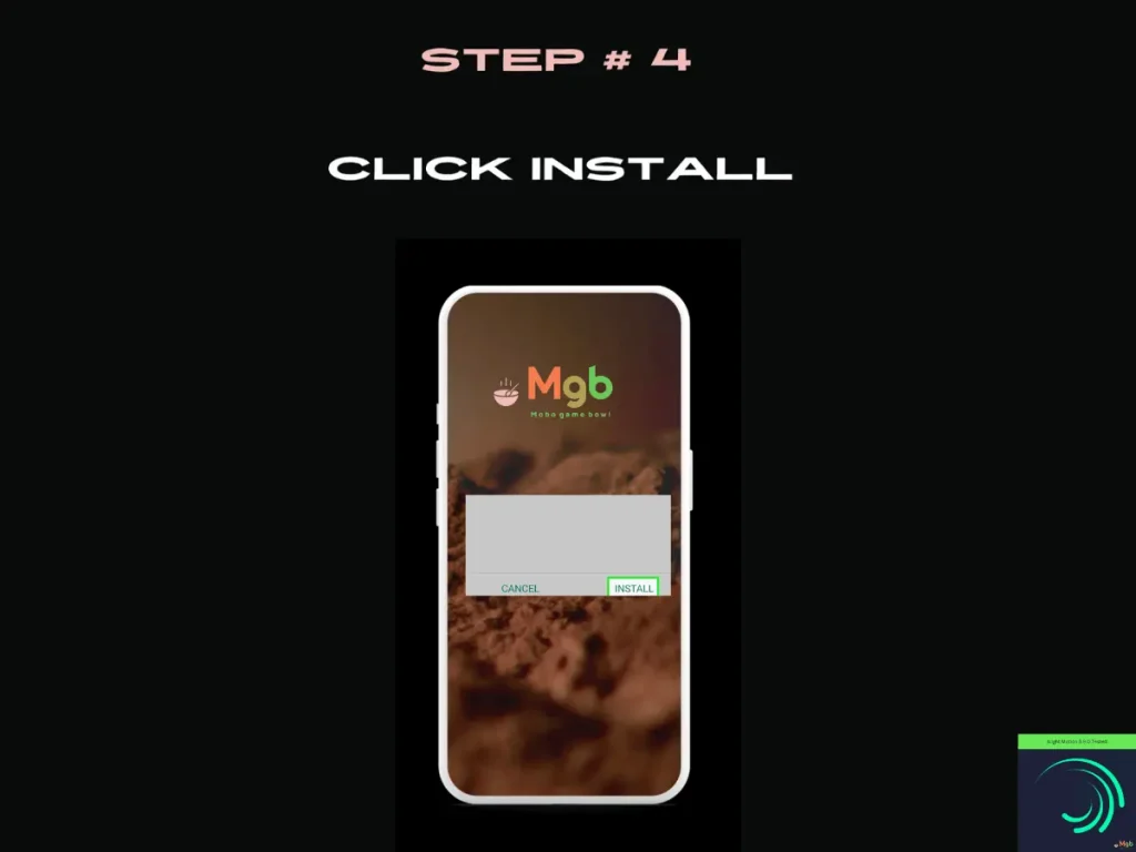 Visual representation on mobile phone screen on How to install Alight Motion 3.9.0 mod APK from the file manager step 4 Click Install