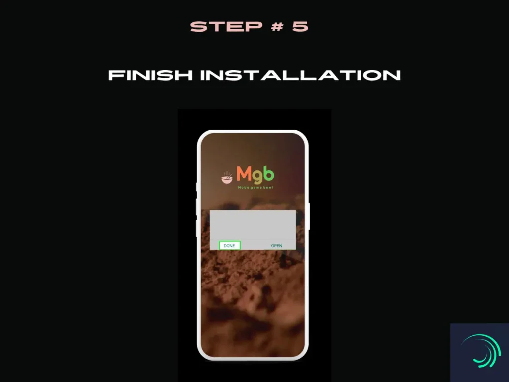 Visual representation on the mobile phone screen on How to install Alight Motion MOD APK from the file manager step 5 click done.