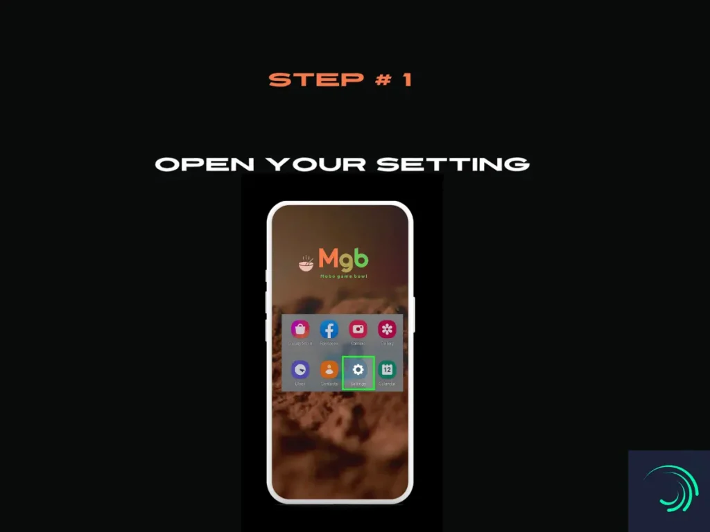 Visual representation on the mobile phone screen on How to download Alight Motion Mod APK Step 1 open setting.