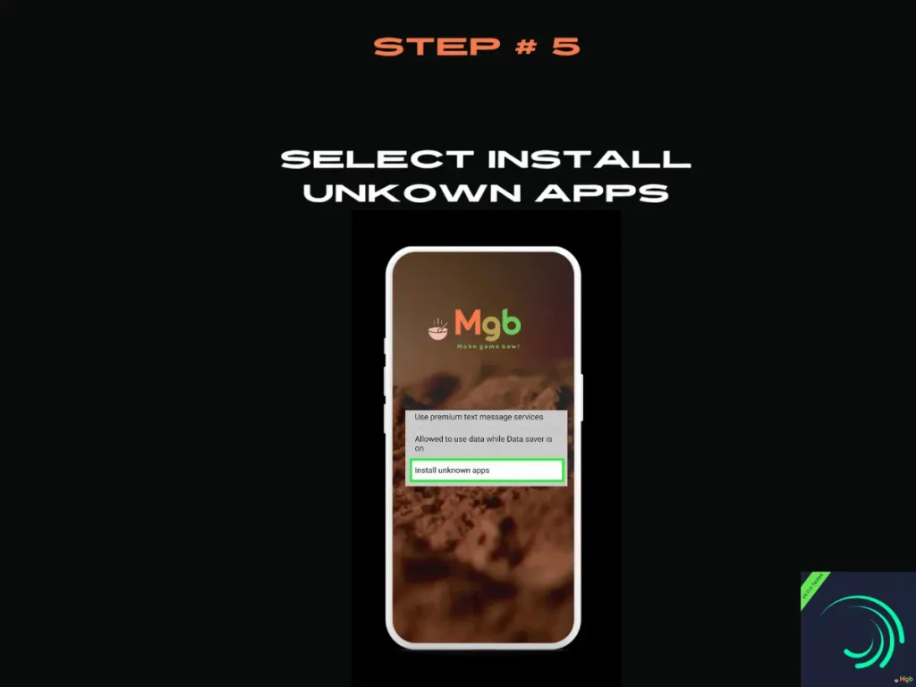 Visual representation on the mobile phone screen on How to download Alight Motion Mod APK 4.0.0 Step 5. Allow to install unknown apps.
