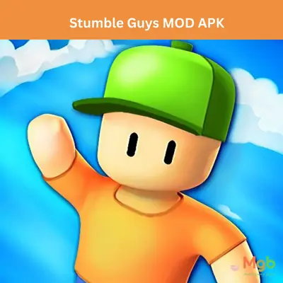 Stumble Guys Mod APK text said the latest Stumble Guys Mod APK unlimited money, unlimited gems and token