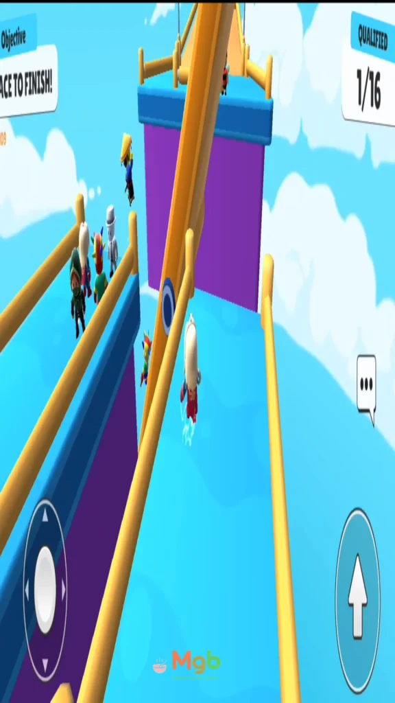 Screenshot of actual gameplay in Stumble Guys Mod APK near finish line