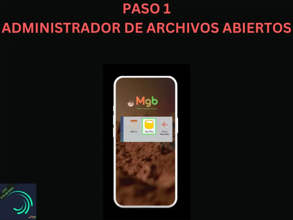 Representación visual en la pantalla del teléfono móvil sobre Cómo instalar Alight Motion Mod APK desde el administrador de archivos, paso 1. Abra Mis archivos.