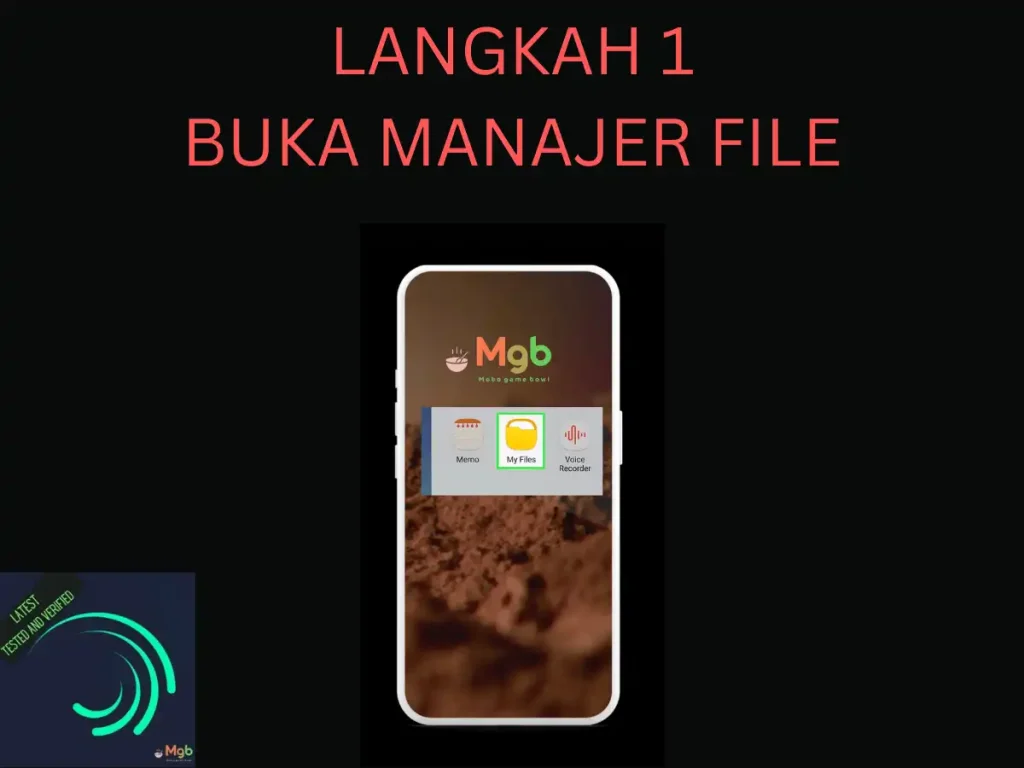 Representasi visual pada layar ponsel tentang Cara menginstal Alight Motion Mod APK dari pengelola file langkah 1. Buka File Saya.