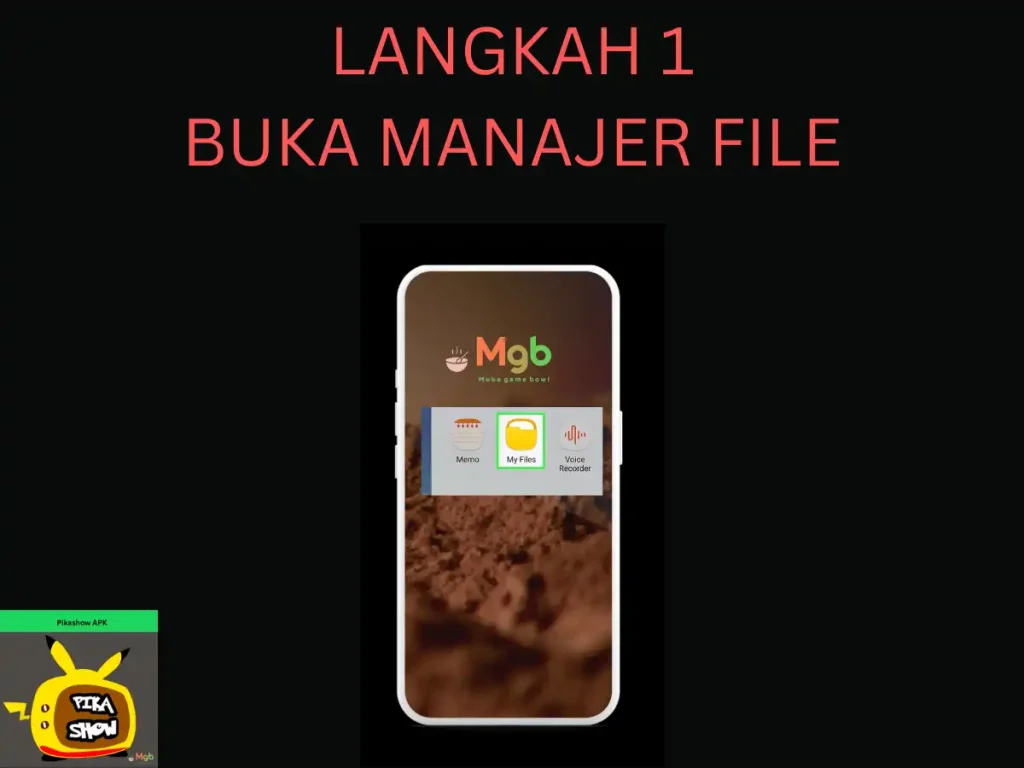 Representación visual en la pantalla del teléfono móvil sobre cómo instalar Pikashow APK desde el administrador de archivos paso 1. Abra Mis archivos.