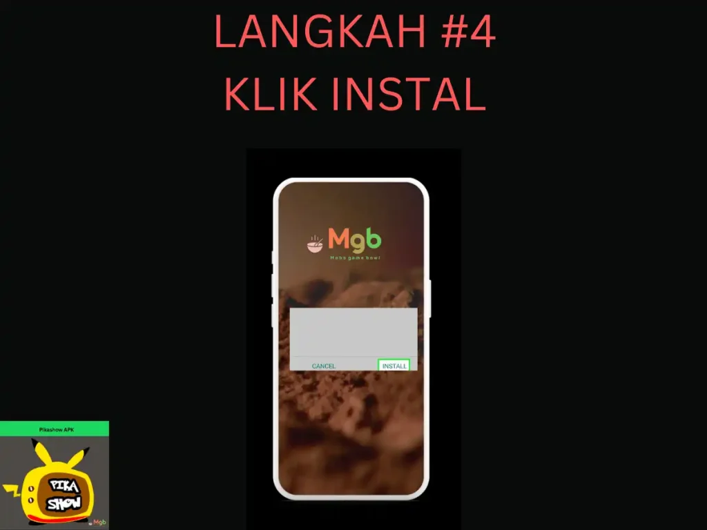 Representación visual en la pantalla del teléfono móvil sobre cómo instalar Pikashow APK desde el administrador de archivos paso 4 Haga clic en Instalar