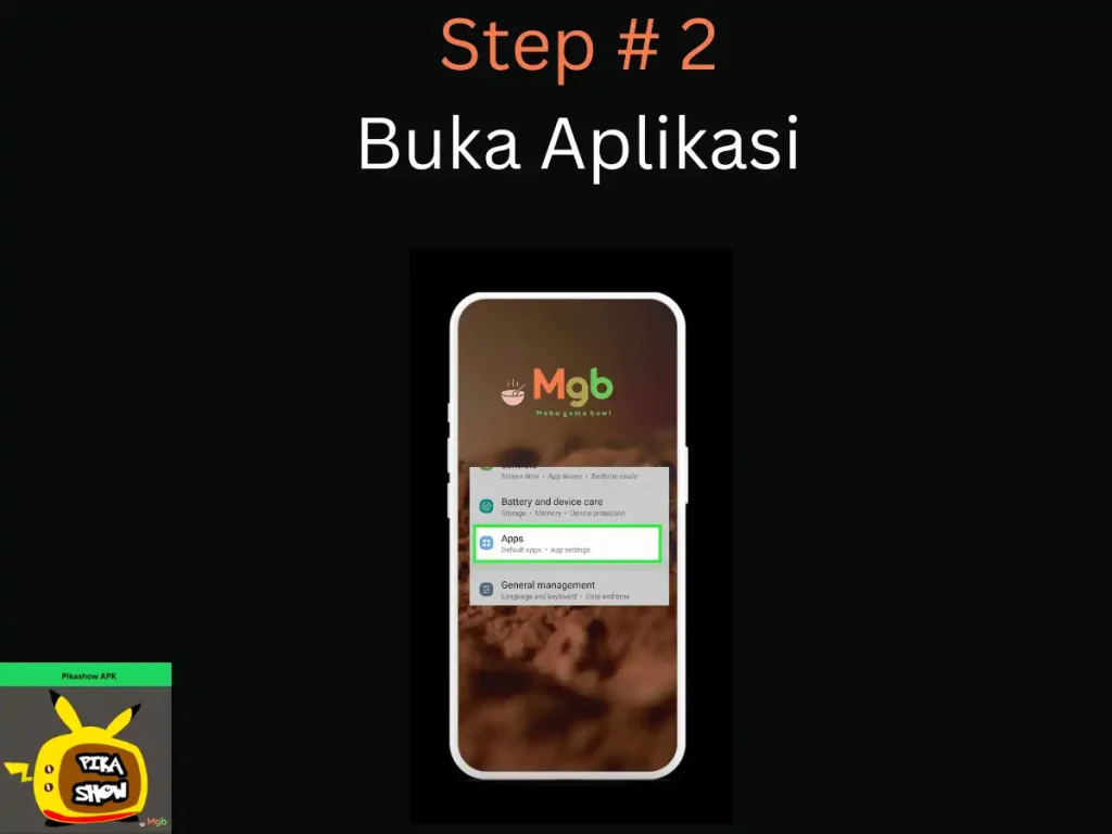 Representación visual en la pantalla del teléfono móvil en Cómo descargar Pikashow APK Paso 2. Haz clic en Aplicación