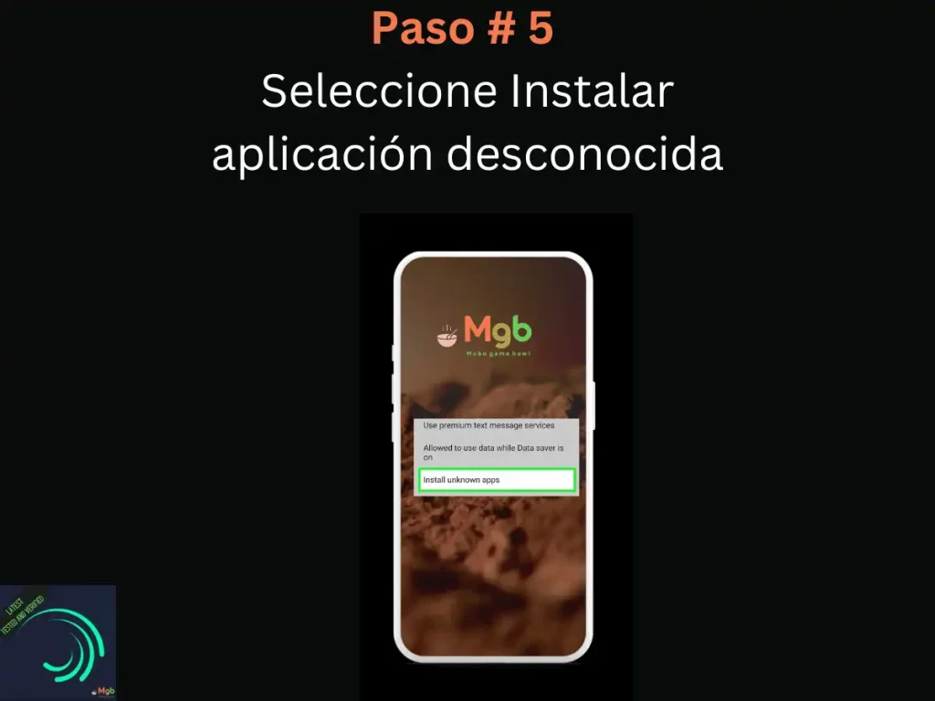 Representación visual en la pantalla del teléfono móvil en Cómo descargar Alight Motion Mod APK Paso 5 Permitir el acceso desde esta fuente.