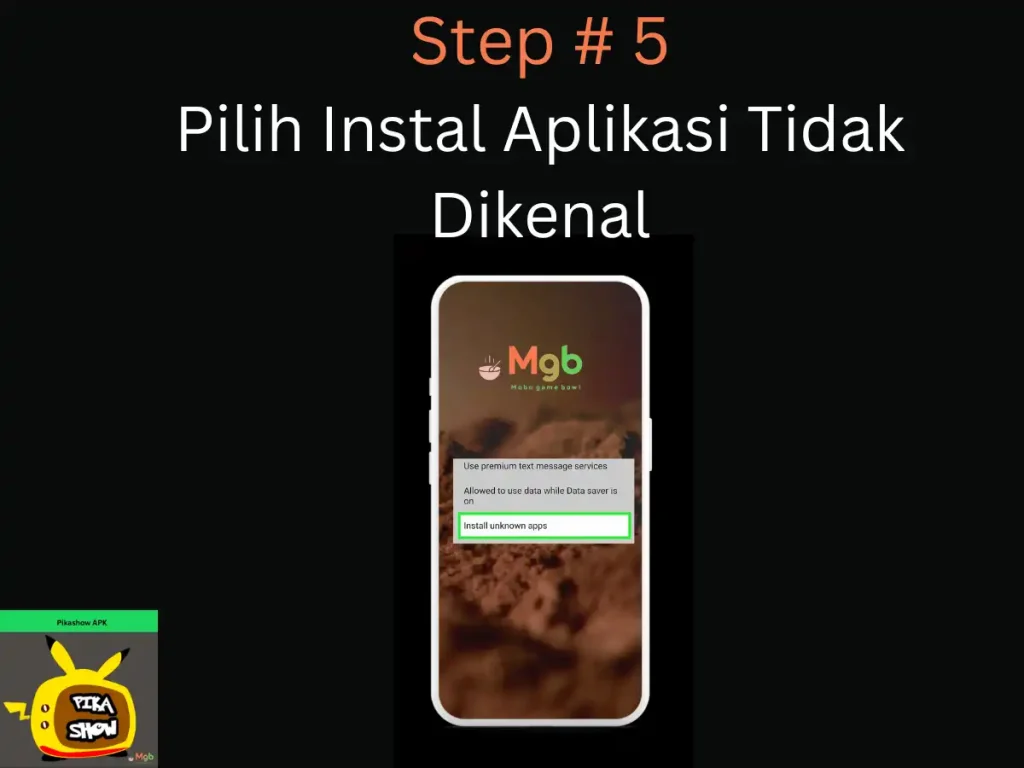 Representación visual en la pantalla del teléfono móvil en Cómo descargar Pikashow APK Paso 5 Permita el acceso desde esta fuente.