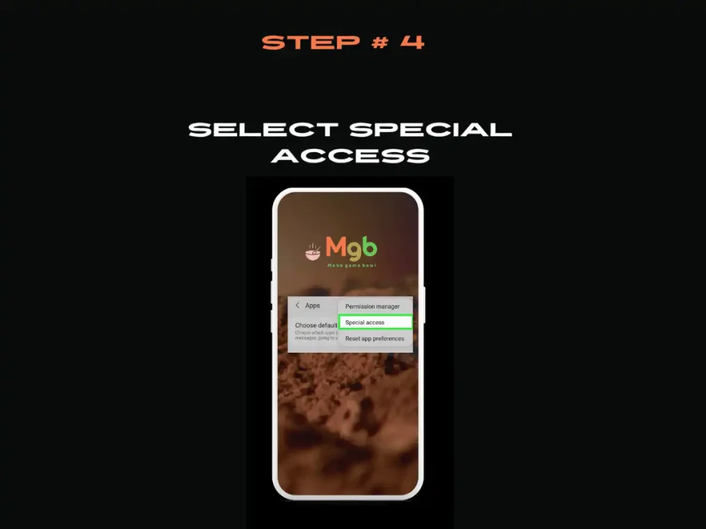 Visual representation on the mobile phone screen on How to download minecraft apk Step 4 Special access.