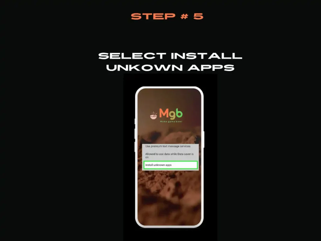 Visual representation on the mobile phone screen on How to download minecraft apk Step 5 Allow access from this source.