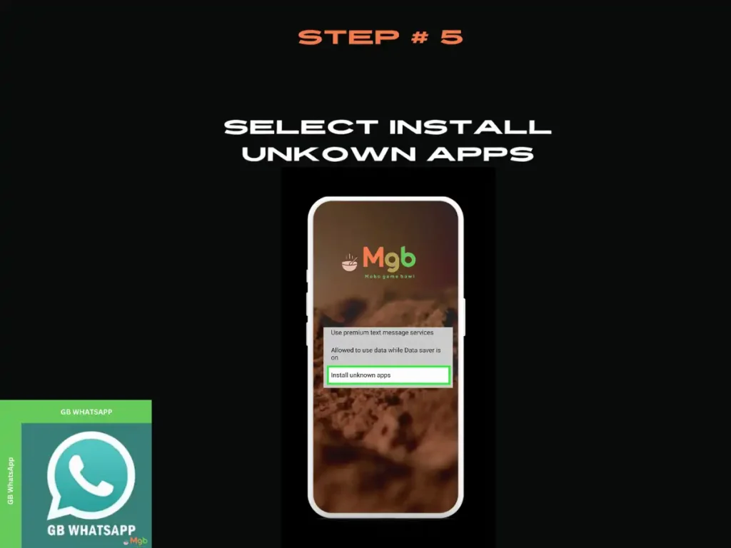 Visual representation on the mobile phone screen on How to download GB Whatsapp APK Step 5 Allow access from this source.