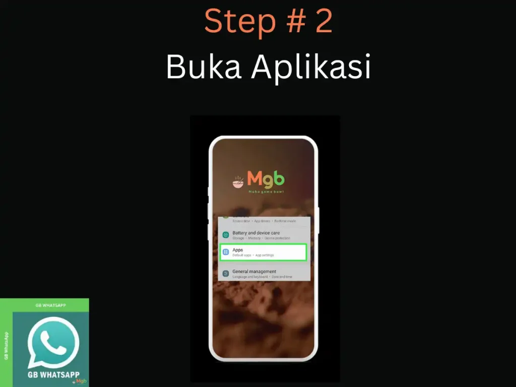 Representasi visual di layar ponsel tentang cara download wa gb Langkah 2. Klik Aplikasi